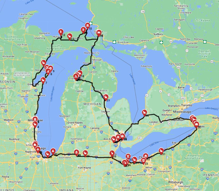 Chicago RV road trip all the Great Lakes motorhome trip planner